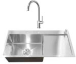 Anahita Set chiuveta bucatarie inox, satin, cu dozator detergent, 1 cuva și picurator si baterie bucatarie Anahita (B007ST1816600) Chiuveta