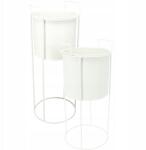 Home Styling Collection Virágágyások Fém Fehér 2 Darab Magasság 40 & 50, 8 CM Ø 18, 5 & 18, 7 CM (FZ1002280)