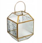 Fééric Lights and Christmas Üveg Lampion Karácsonyi Zseblámpa Arany Üveg Dekoráció 14X20 CM (175982)