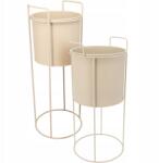 Home Styling Collection Virágágyások Fém Bézs 2 Darab Magasság 40 & 50, 8 CM Ø 18, 5 & 18, 7 CM (FZ1002290)