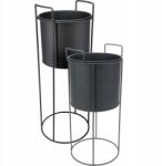 Home Styling Collection Virágágyások Fém Fekete 2 Darab Magasság 40 & 50, 8 CM Ø 18, 5 & 18, 7 CM (FZ1002300)