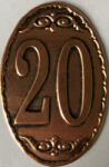  Fém címke réz ovál kicsi évszámos 20