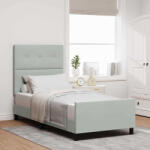 vidaXL Boxrugós ágy fejtámlával Világosszürke 90 x 190 cm Bársony (3344909)