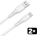 AVAX CB4301 2x 18W USB-A - USB-C gyorstöltő szilikon kábel csomag, 1.5 m, fehér (AVAX_CB4301)