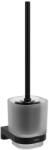 RAVAK Chrome - Falra szerelhető WC kefe tartóval, üveg/matt fekete X07P1384 (X07P1384)