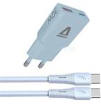 AVAX CH6415 30W GaN töltő és 60W USB-C szilikon kábel csomag, világoskék (AVAX_CH6415) (AVAX_CH6415)