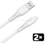 AVAX CB4302 2x USB-A - Lightning szilikon töltőkábel csomag, 1.5 m, fehér (AVAX_CB4302) (AVAX_CB4302)