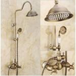 Balneum Vintage antikolt zuhanyrendszer felső esőztetővel, kézitussal (BL-6822)