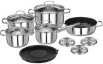 MPM MGK-22, 1.9 l, 2.9 l, 3.6 l, 6.1 l, 3 db reszelőbetét, Inox-Fekete, Edénykészlet Reszelőkkel (13 db) (MGK-22)