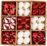 Kring Karácsonyfadísz szett: Különböző formájúak, 45 db-os, Fehér/Piros (EG01-PE10-4512M21-A05-red/white)