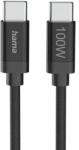 Hama Кабел за зареждане, "Fabric", USB-C - USB-C, 100 W, 3 m, Nylon, black (HAMA-201749) - xtreme