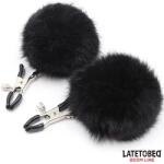 Latetobed Щипки за зърна с пухкави черни топчета Fur Ball Clamps