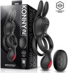 InToYou Konny Vibrating Rabbit Double Cockring with Remote Black