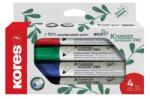 Kores Tábla- és flipchart marker készlet, 3 mm, kúpos, KORES "ECO K-Marker XW1", 4 különböző szín (20724) - patronbolt