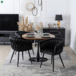 Mebel Elite Elebáns Étkezőszék Fonott Fekete bársony kárpittal. ELENA