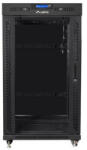 Lanberg 19" szabadon álló rack szekrény 22U/800X1000 üvegajtó, lapraszerelt, LCD kijelző, fekete V2 (FF01-8822-12BL) - bbmarket