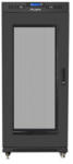 Lanberg 19" szabadon álló rack szekrény 27U/600X600 perforált ajtó, lapraszerelt, LCD kijelző, fekete V2 (FF01-6627-23BL) - bbmarket