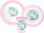 Unikornis Range étkészlet, micro műanyag szett, pohárral 260 ml