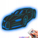 LaserGroot Kép Fa 3D Bugatti Chiron Fali Dekoráció Led Éjjeli Lámpa XL (LaserGroot)
