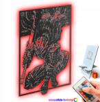 LaserGroot Fa kép 3D Anime Berserk Guts Fali Ajándék Led éjszakai lámpa XL (LaserGroot)