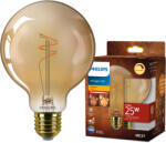 Philips LED izzó E27 gömb alakú G95 3, 1 W = 25 W 270 lm 1800 K Meleg CRI90 300° IZZÓFŰSZERES Vintage borostyánszínű, szabályozható fényerővel Dekoratív Philips (8721103049032)