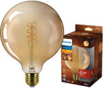 Philips LED izzó E27 gömb alakú G125 7.3W = 60W 806lm 2200K Meleg CRI90 300° IZZÓFŰSZERES Vintage Amber Szabályozható Dekoratív Philips (8721103049155)