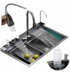  Egymedencés Konyhai Mosogató Vízeséssel Multifunkciós Csaptelep (3411634152459)