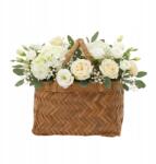 Trend-Deco Ovális fonott ajándékkosár fából készült virágtartó fedél fülekkel (TD00764)