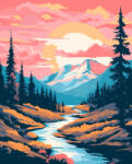 Alkotásutca Rózsaszín ég - Számfestő készlet kereten 40x50