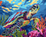 Alkotásutca Korallzátony teknőssel - Számfestő készlet kereten 40x50
