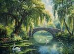 NORIMPEX - Puzzle Pictură Diamant: Pod de piatră peste râu 30x40cm - 1 - 39 piese