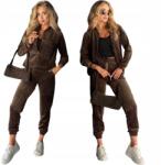 CHICACA Női velúr melegítőnadrág, barna, cipzáras, L (59)