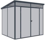 Klugmeister Casuta magazie de gradina premium din material plastic, KLUGMEISTER Toya B Gri, dimensiuni 238x191x215 cm, cu baza metalica (MES-Toya-B)