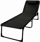 MESTERINO Sezlong pliabil din otel 189x59x34 cm din otel si fir textilene MESTERINO KJF3797, culoare neagra (MES-KJF3797)