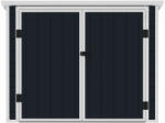 Mesterino Casuta magazie de gradina premium, panel plastic si ranforsare metal, MESTERINO Colin-A, Gri Bej, dimensiuni 199x90x149 cm, usi cu balama, baza metalica (MES-Colin-A)