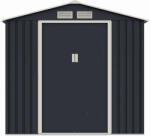 Mesterino Casuta magazie de gradina premium metalica MESTERINO Archer-A, Gri Bej, dimensiuni 213x131x195 cm, cu usi culisante si baza metalica (MES-Archer-A)