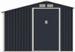 Mesterino Casuta magazie de gradina premium metalica, MESTERINO Luke-A, Gri Bej, dimensiuni 278x131x195 cm, cu usi culisante si baza metalica (MES-Luke-A)
