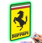 LaserGroot Fa kép 3D Ferrari logó Fali dekoráció Ajándék Led éjszakai lámpa (LaserGroot)