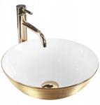 Rea Mosdókagyló Kerek Rea Stellga Gold Brush Fehér-arany Szálcsiszolt (REA-U9087)