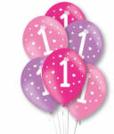 Flippy Baloane de Decor, Flippy, Set 10 Baloane de Decor pentru Aniversare 1 An, Model pentru Fetite, din Latex 25 cm, Roz Mov (teo-162109)