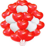 Flippy Set 10 Baloane, Flippy, Model Inima, din Latex, 25 cm, Alb Rosu (teo-162104)