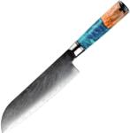 HARAHU Cuțit de bucătărie damasc SH-39329 - Santoku / Albastru KP39329