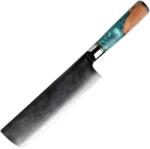 HARAHU Cuțit de bucătărie din oțel damasc SH-39327 - Nakiri / Albastru KP39327