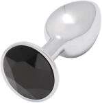 Sunfo - fém anál plug fekete kővel (ezüst) - pirospillango