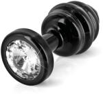 Diogol Anni - bordázott anál plug - fekete - (3cm) - pirospillango