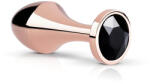 Rosy Gold Butt Plug - fekete köves anál plug (rosegold)