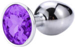 Sunfo - fém anál plug lila kővel (ezüst) - pirospillango