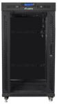 Lanberg 19 szabadon álló rack szekrény 22U/800X1000 üvegajtó, lapraszerelt, LCD kijelző, fekete V2 (FF01-8822-12BL)