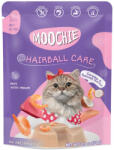 Moochie Hairball Control cu creveți 70g susține digestia, ajutând la controlul și reducerea formării ghemotoacelor de păr