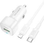 BOROFONE Autós töltő BZ34B Cloud - USB + Type C - QC 3.0 PD 38W Type C-Lightning kábellel fehér